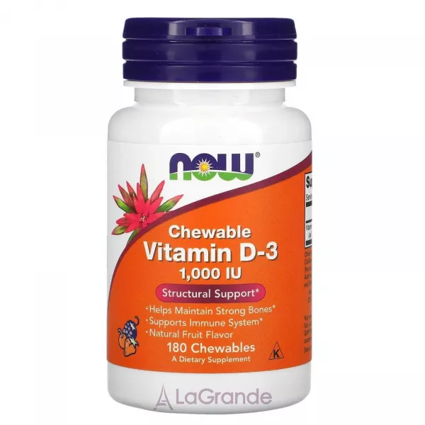 Now Foods Chewable Vitamin D-3 1000 IU ³���� �3, 1000 ��, �������� �������� � ��������� ������