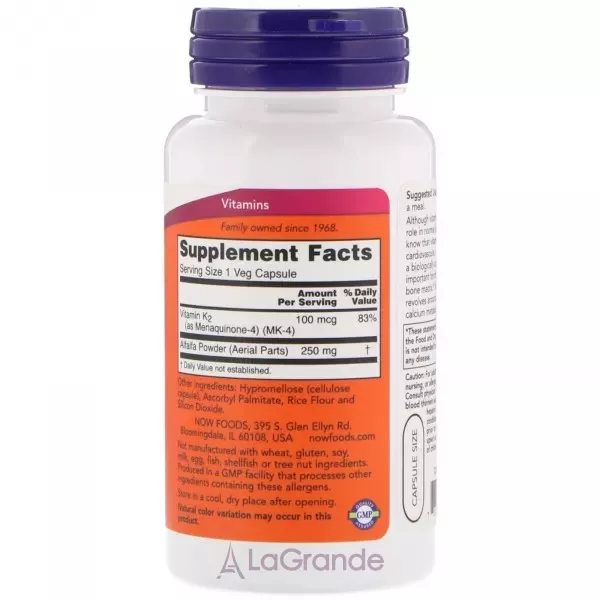 Now Foods Vitamin K2 100 mcg ³���� �2, 100 ���