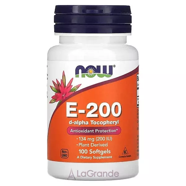 Now Foods Vitamin E-200 ³���� �, 200 ��