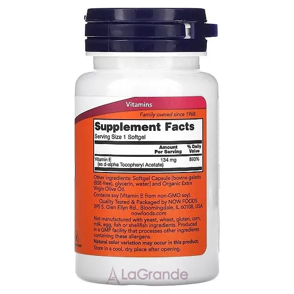 Now Foods Vitamin E-200 ³���� �, 200 ��
