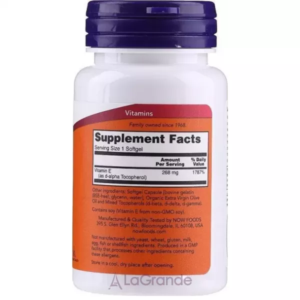 Now Foods Vitamin E-400 ³���� E � �������� ������������, 400 ��