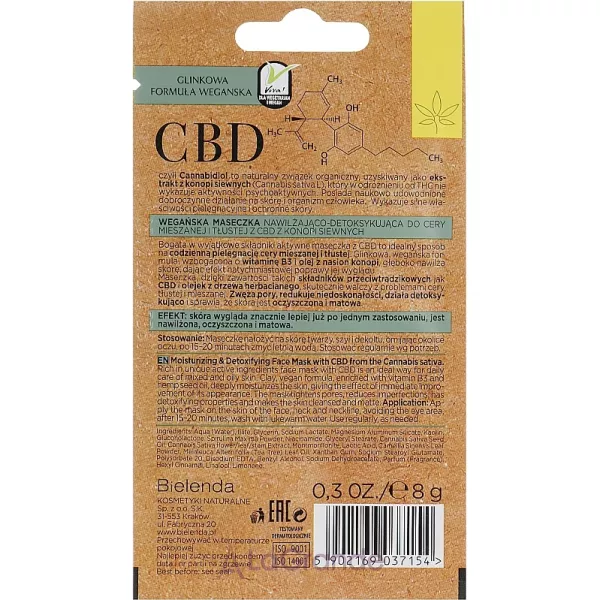 Bielenda CBD Cannabidiol Moisturizing & Detoxifying Mask ����� ��� ������ � ��������������� ����