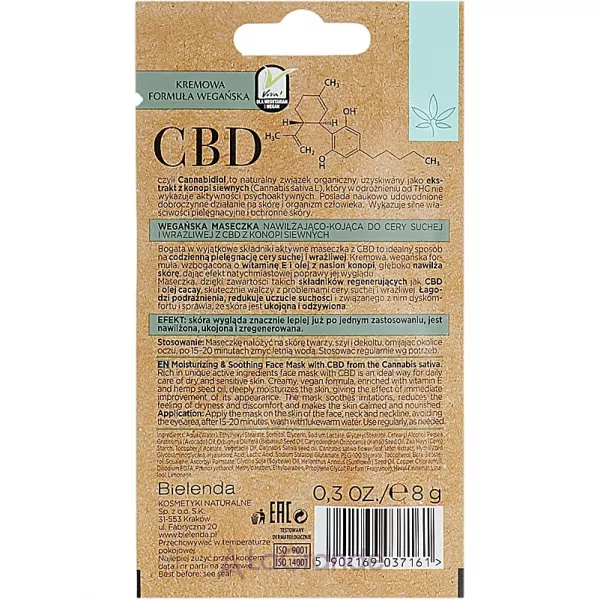 Bielenda CBD Cannabidiol Moisturizing & Soothing Mask ����� ��� ����� � �������������� ����