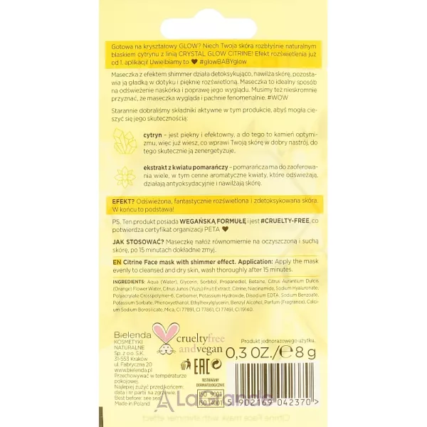 Bielenda Crystal Glow Citrine Face Mask ���������� � ����������������� ����� � �������� ��������