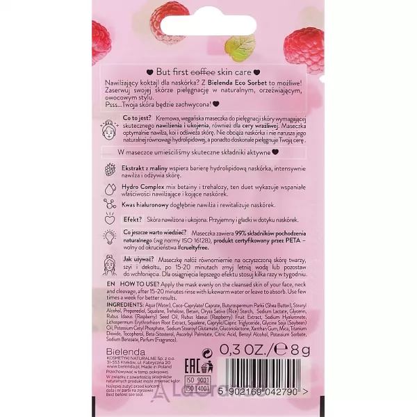 Bielenda Eco Sorbet Moisturizing & Soothing Face Mask ����� ��� ������� � ���������� ������