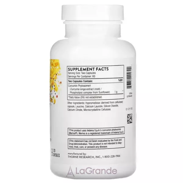 Thorne Research  Curcumin Phytosome 1000 mg �������� ��������� 1000 �� � ��������