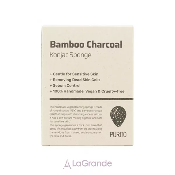 Purito Bamboo Charcoal Konjac Sponge ����������� ����� �������� ��� ���� � ��������� ����
