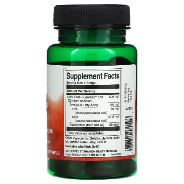 Swanson Pure Krill Oil ��� ����� 100%  500 ��