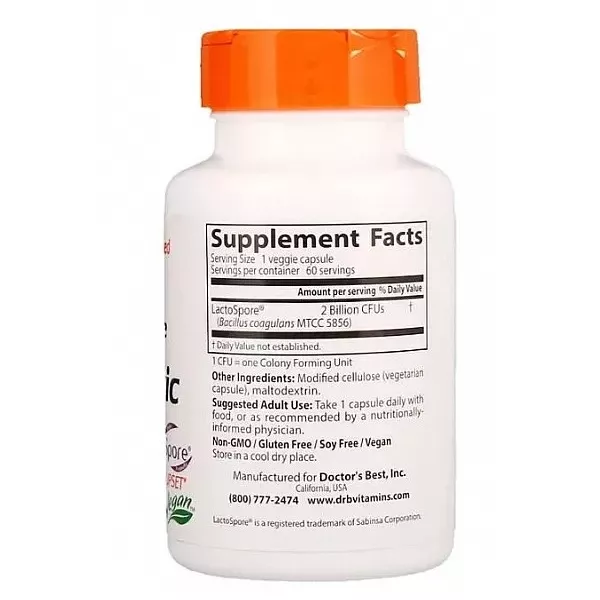 Doctor's Best Digestive Health Probiotic 2 Billion with LactoSpore ��������� ��� ��������� ��������� ���������, 2 ���� ���