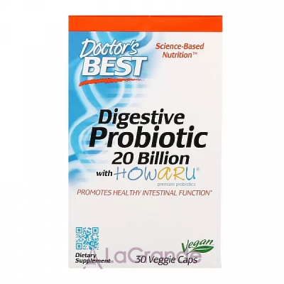 Doctor's Best Digestive Probiotic 20 Billion with Howaru   , 20  