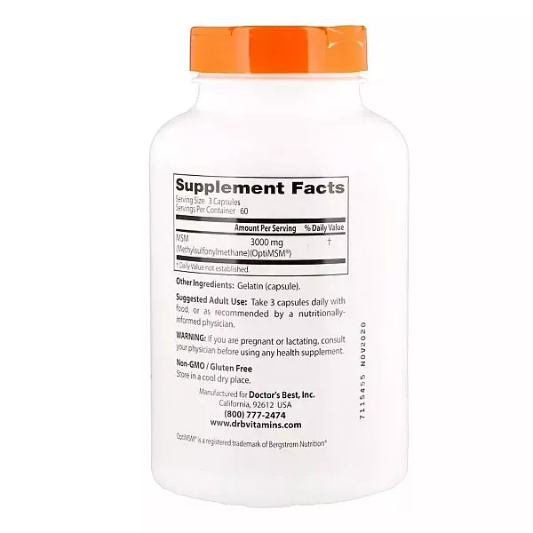 Doctor's Best MSM with OptiMSM 1000 mg ����������� ������� ��� �������������� ��������������, �������� � ������� ������ 