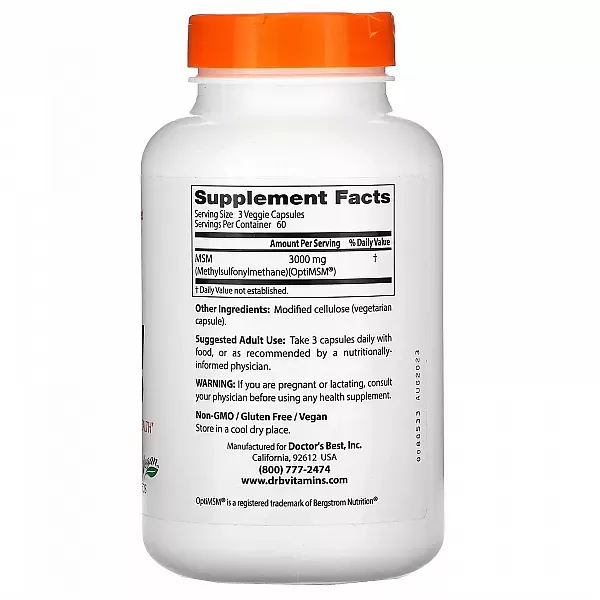 Doctor's Best MSM with OptiMSM 1000 mg �������������� ������� ��� �������������� ��������������, �������� � ������� ������ 