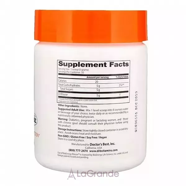 Doctor's Best D-Ribose ĳ������ ������� ��� ���������� ����㳿 