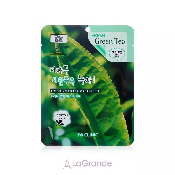 3W Clinic Fresh Green Tea Mask Sheet �������� ����� ��� ������� � ���������� �������� ���