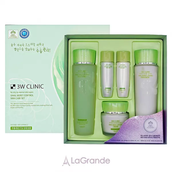 3W Clinic Snail Moist Control Skin Care 3 Set (f/cream/50ml + emulsion/150ml + emulsion/30ml + f/toner/150ml + toner/30ml) ���� ��� ������������ ������� �� ����� ������� � ������ �������