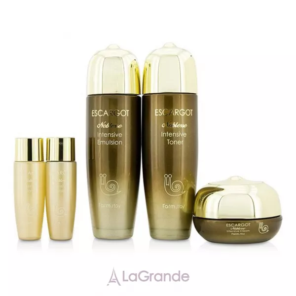 FarmStay Escargot Noblesse Intensive Skin Care 3Set (ton/150ml + em/150ml + ton/30ml + em/30ml+ f/cr/50g) ���� ������, �� ��������, � ���������� ������������ ������� ��� ������� � �������� �������