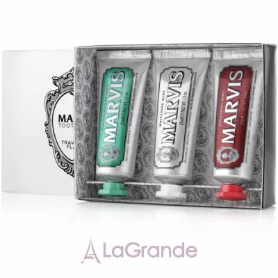 Marvis Toothpaste Flavor Collection Gift Set (Whitening Mint, Classic Strong Mint, Cinnamon Mint)    