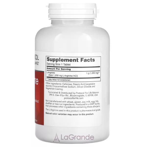 Protocol for Life Balance L- Arginine 1000 mg ������� ������� ��� ����������� ����������� ������� 