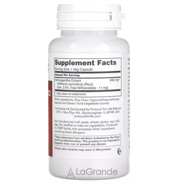 Protocol for Life Balance Ashwagandha Extract 450 mg ������� ������� ��� ��������� ������ ��������� �������� 