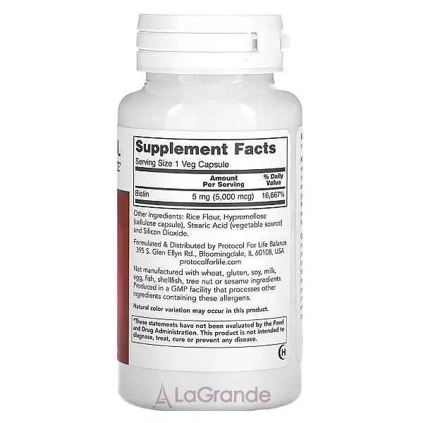 Protocol for Life Balance Biotin  5000mcg ������� ������� ��� �������� ���� ����� � ���� 