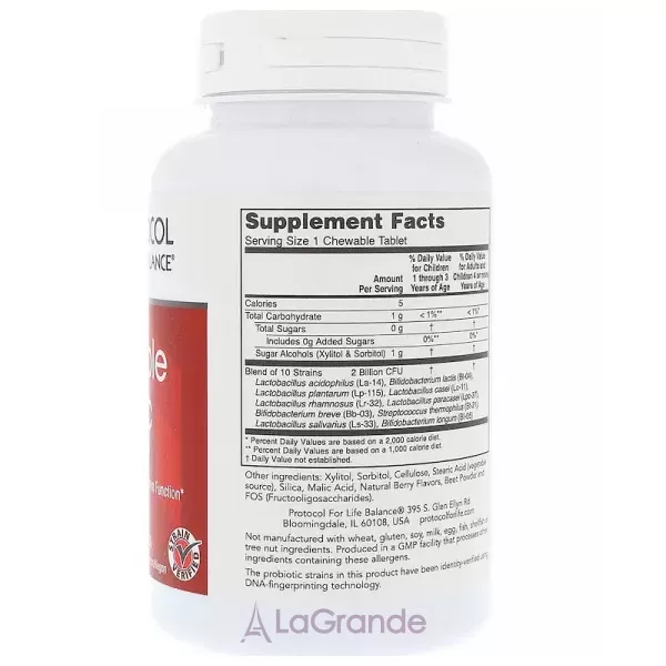 Protocol for Life Balance Chewable Probiotic For Children and Adults 2 Billion ����������� ��������� ��� ����� � �������� 2 ���� ��� � ����������� ���������