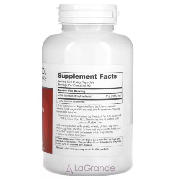 Protocol for Life Balance MSM 1000 mg ������� ������� ��� ����������� �������� ������ 