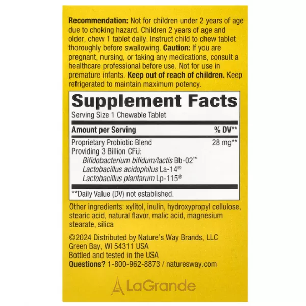 Nature's Way Primadophilus Kids 3 Billion CFU Cherry Flavored �������� ��� ����, 3 ���� ���, � ������ �����