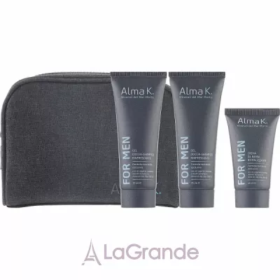 Alma K. Recharge Travel Kit For Men (sh/gel/75ml + ash/balm/40ml + sh/balm/40ml bag)    