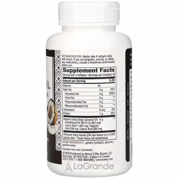 Nature's Way Coconut Oil 4000 mg ����������� ������� 