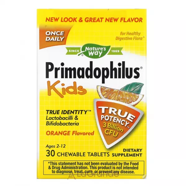 Nature's Way Primadophilus Kids Orange Flavor ��������� ��� ����, 3 ���� ���, � ������ ���������