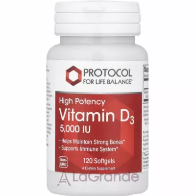 Protocol for Life Balance Vitamin D-3 5000 IU ³ D3  5000   ' 