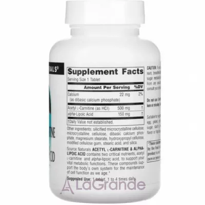 Source Naturals Acetyl L-Carnitine & Alpha Lipoic Acid 650 mg   