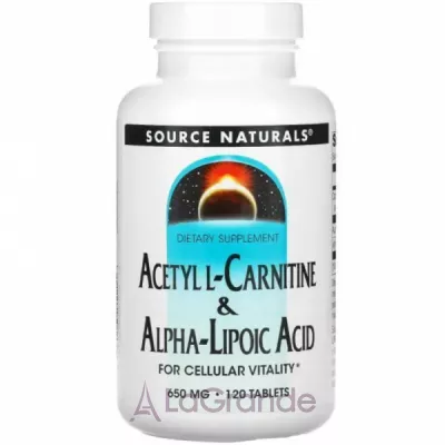 Source Naturals Acetyl L-Carnitine & Alpha Lipoic Acid 650 mg   