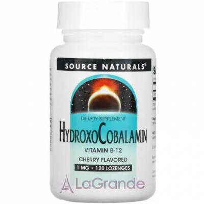 Source Naturals HydroxoCobalamin Vitamin B12 Cherry  1 mg  B12   