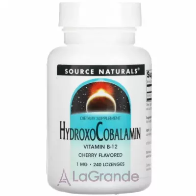 Source Naturals HydroxoCobalamin Vitamin B12 Cherry  1 mg  B12   