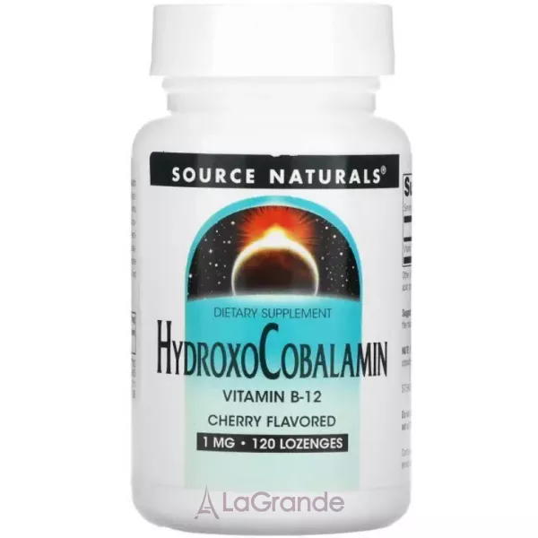 Source Naturals HydroxoCobalamin Vitamin B12 Cherry  1 mg ������� B12 �� ������ �����