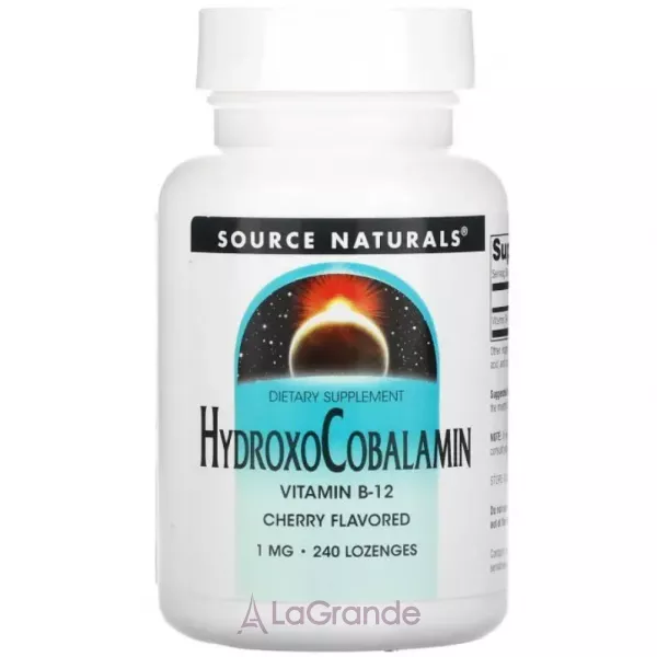 Source Naturals HydroxoCobalamin Vitamin B12 Cherry  1 mg ������� B12 �� ������ �����