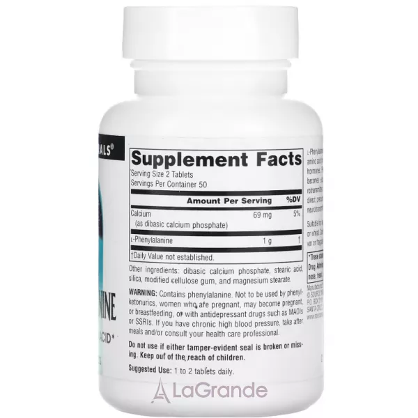 Source Naturals L-Phenylalanine 500 mg ������� ������� ��� �������� ������� ������� 