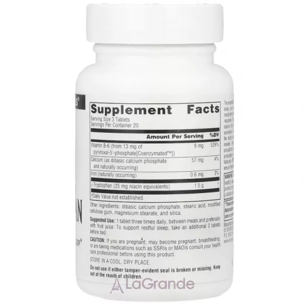 Source Naturals L-Tryptophan with Coenzyme B-6 500 mg ������� ������� ��� ���������� ������� �� ��� 