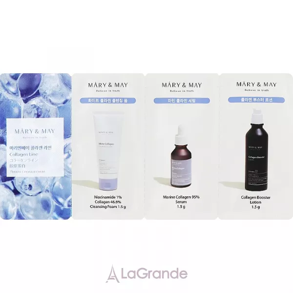 Mary & May Collagen Line 3 Step ����� ������� � ���������� (foam/1.5g + f/ser/1.5g + f/lot/1.5g)