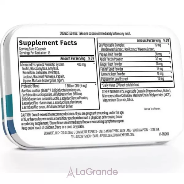 Zenwise Health Daily Digestive Enzymes with Prebiotics + Probiotics ������� ������� ��� ��������� �������� ��������������� ������� 
