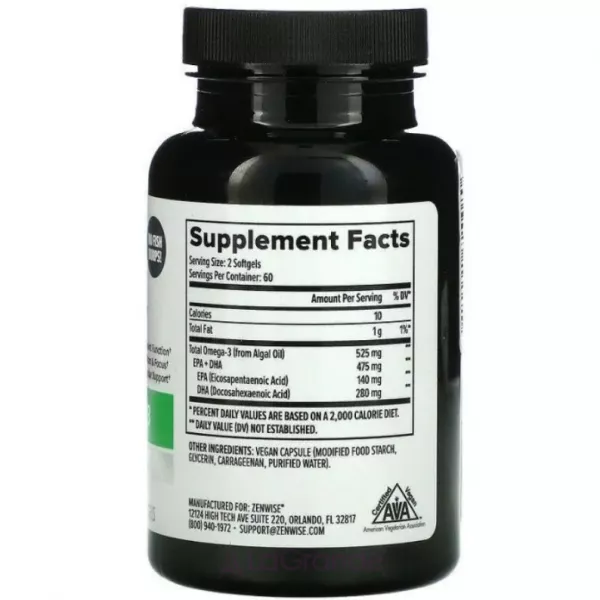 Zenwise Health Vegan Omega-3 ������� ������� ��� ��������� �������� ��������, ����� � ������ 