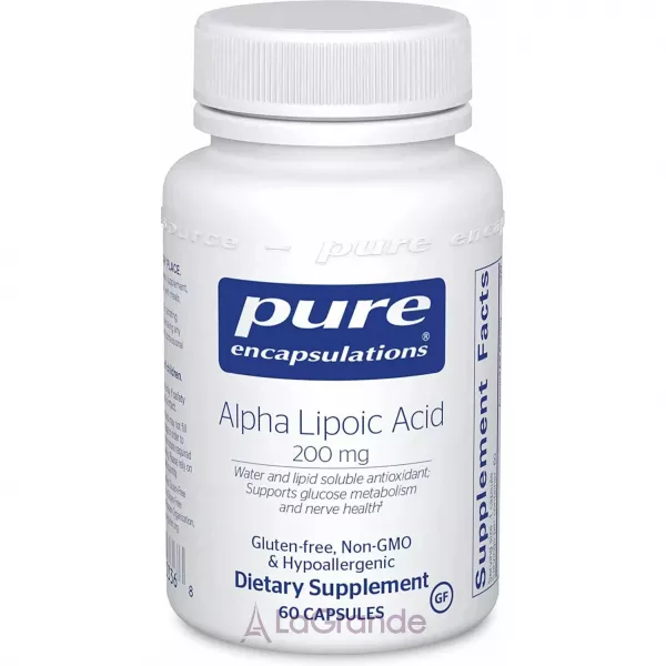 Pure Encapsulations Alpha Lipoic Acid 200 mg ����������� ������� ��� ��������� ������, ������ � ��������-���������� ������� 