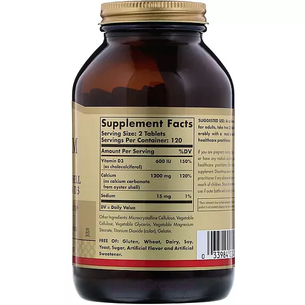 Solgar Calcium "600" from Oyster Shell with Vitamin D3 ĳ������ ������� 