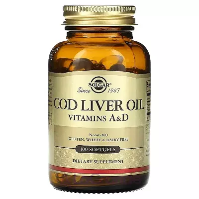 Solgar Chromium Cod Liver Oil Vitamins A & D ³   D3   , 1250 /135 
