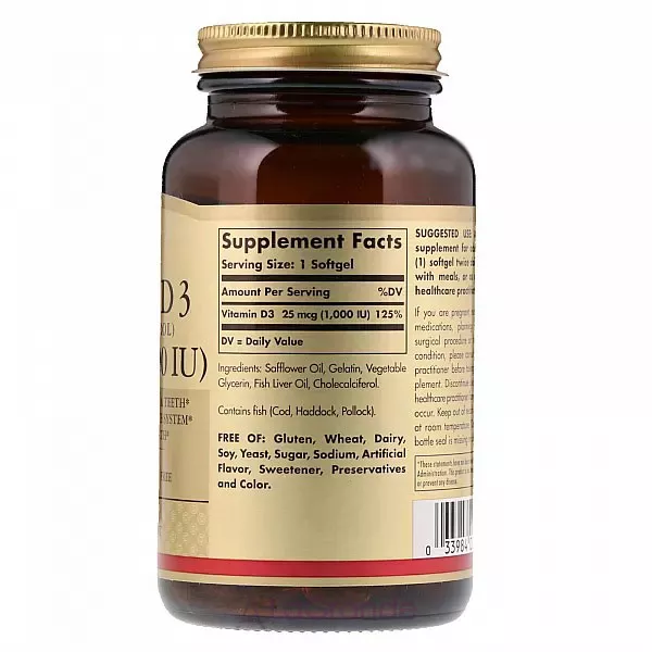 Solgar Vitamin D3 (Cholecalciferol) 25 mcg (1000 IU) ����������� ������� 