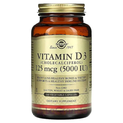 Solgar Vitamin D3 (Cholecalciferol) 125 mcg (5000 IU)   