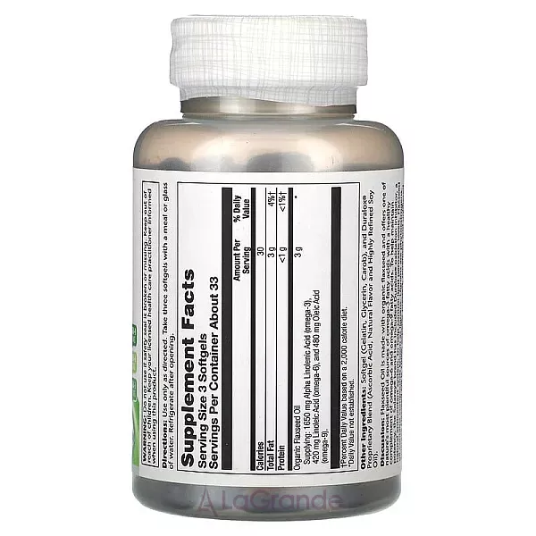 Solaray Flaxseed Oil 1000 mg ĳ������ ������� 