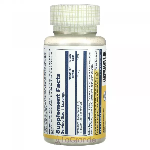 Solaray Vitamin D-3 50 m�g ����������� ������� 