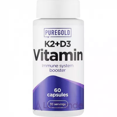 Pure Gold K2 + D3 Vitamin Immune System Booster   K2 + D3,  